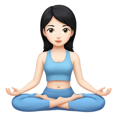 Yoga girl white skin black hair sticker