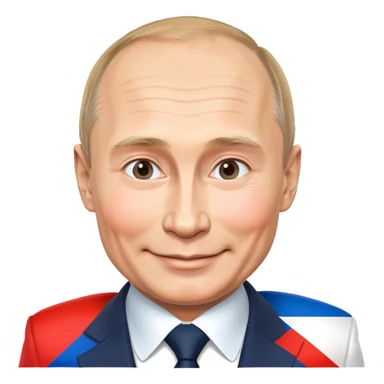 Putin smiling with Russian flag sticker