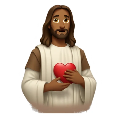Brown Jesus holding a broken heart sticker