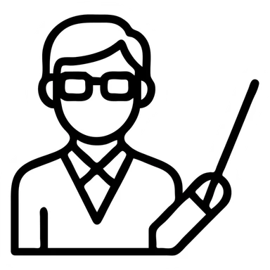 teacher holding a magic stick, icon style, simple and clear lines, suitable for an educational app sticker