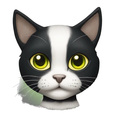 black cat with greenish yellow irises. upturned eyes full body normal shaped cat sticker