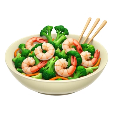 Chinese dish shrimp with broccoli  sticker