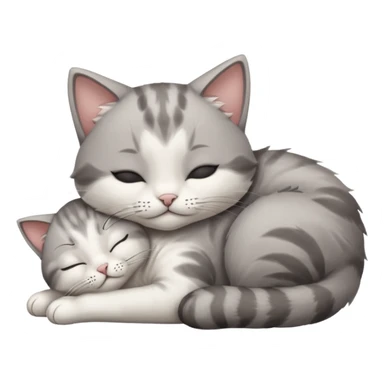 grey and white small cat with its eyes closed lying down leaning on his elbow with his paw curled under his head holding it up sticker