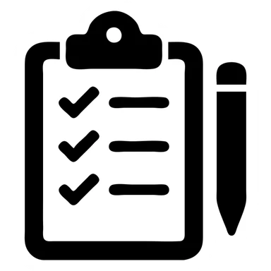 Work order document with clipboard, checklist and pencil sticker