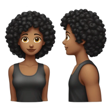 Fille avec cheveux rouge et garçon avec cheveux bouclé noir sticker