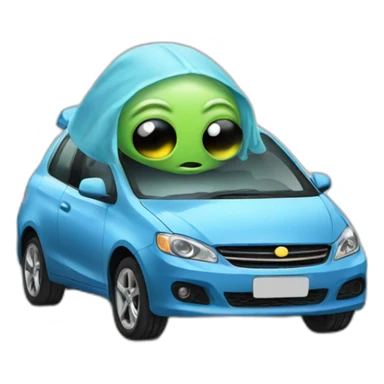 Alien limpiando coche sticker