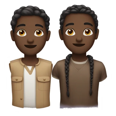 2 Brothers one with dark skin color and one with light and they both have braids sticker