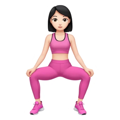 a pretty bratz fair girl in pink workout clothes and black hair sticker