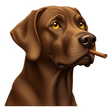 brown lab looking dog with yellow eyes smoking a cigar sticker