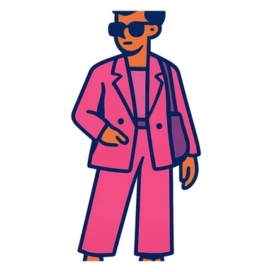 a stylish person in trendy pink outfit, modern look sticker