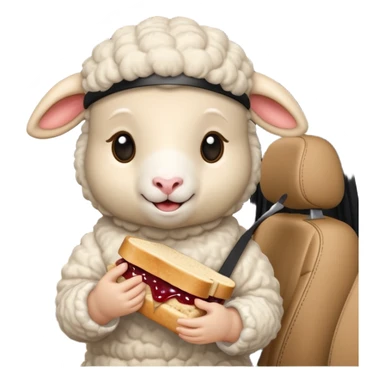 cute baby sheep eating peanut butter and jelly driving in a bmw xi  sticker
