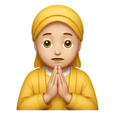 a sad emoji face with praying hands sticker
