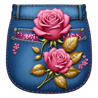 Denim pocket with glittery roses sticking out of the pocket  sticker