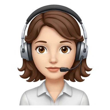 White female  Brown wavy hair  Dark brown eyes  Headset sticker
