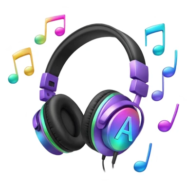 headphones with sparkles and AI letters sticker