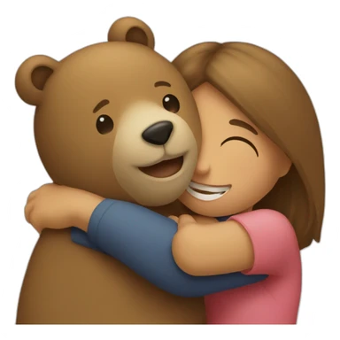 a bear hugging a girl sticker