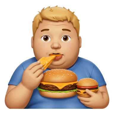 fat guy eating burger sticker