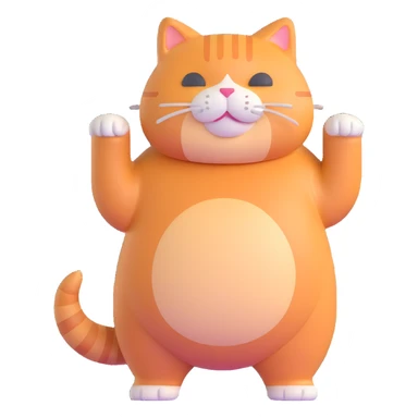 fat ginger cat standing, full body sticker