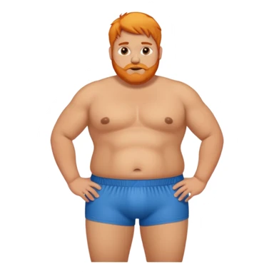A fat orange haired man in boxers and a crop top shirt sticker