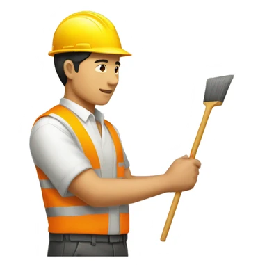 asian man painting wall with worker uniform sticker