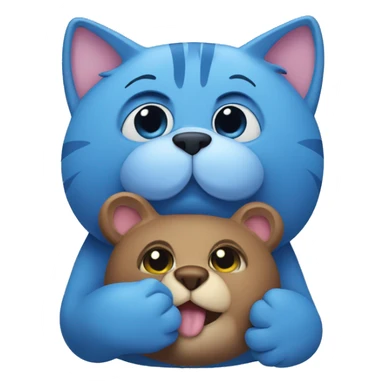 Blue cat with tedy bear sticker