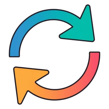 two arrows forming a circular loop pointing in an anticlockwise direction, refresh or rotate symbol sticker