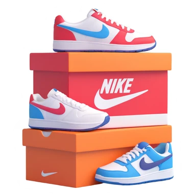 vibrant playful sneaker box or shelf with Nike shoes sticker