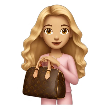 1 girl with light-brown long hair holding louis vuitton bag sticker