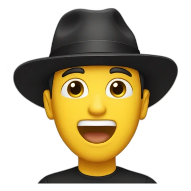 White man with black hat singing sticker