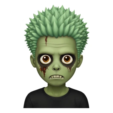 zombie boy with spiky Afro Freeform’s hair and black shirt sticker