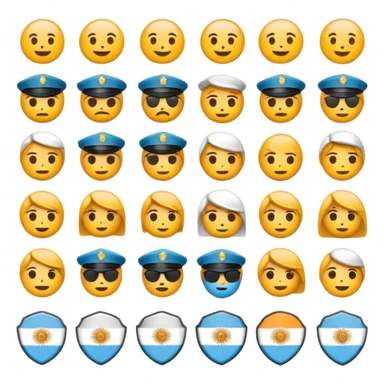  Create a set of custom emojis in a minimalist, clear, and modern style, relevant to the theme of security in Argentina. The color palette should be restrained, without any neon tones. The emojis should be easily readable even at a small size. sticker