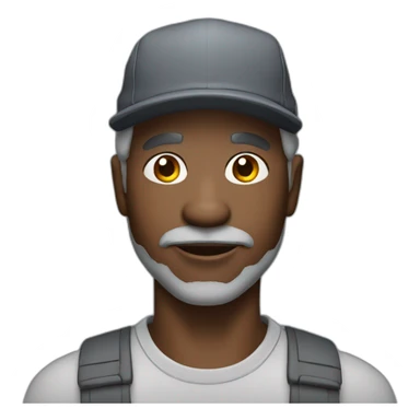 55 years old black  man with grey hair and cap sticker