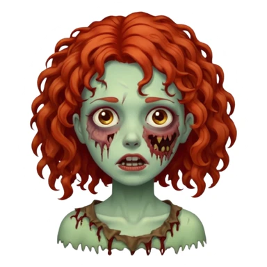 girl zombie with curly red hair  sticker