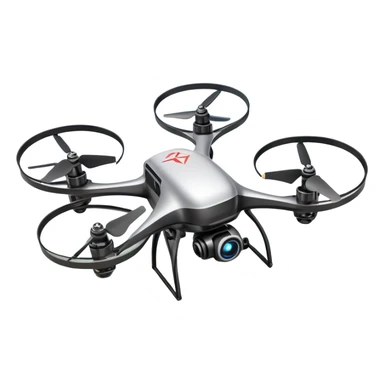 An icon showing a racing quadcopter drone in the foreground, flying at high speed through a course filled with obstacles and checkpoints. Other drones zoom in the background over a dynamic landscape. Transparent background highlights the thrill and precision of drone racing. sticker