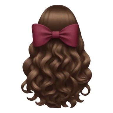 brown open hair from behind with a burgundy bow sticker