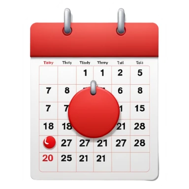 Wall calendar with red circled date sticker