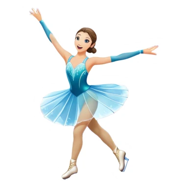 An icon of a theatrical ice show with close-up costumed figure skater performing a dramatic scene on a glowing ice stage. Spotlights, colorful scenery, and a cheering audience in a grand arena convey the magic and artistry of the ice performance. Transparent background included. sticker