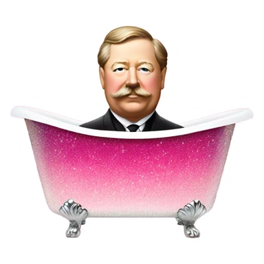 William Howard Taft in pink ombre tub with glitter  sticker