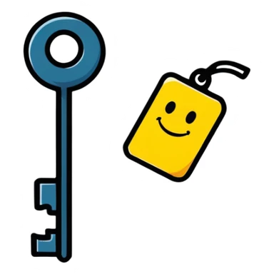 cute cartoon key with a smiling face sticker