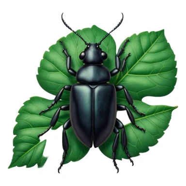 a black beetle on leaf sticker