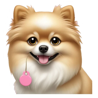 Pomerania crema small, with pink collar with tag sticker
