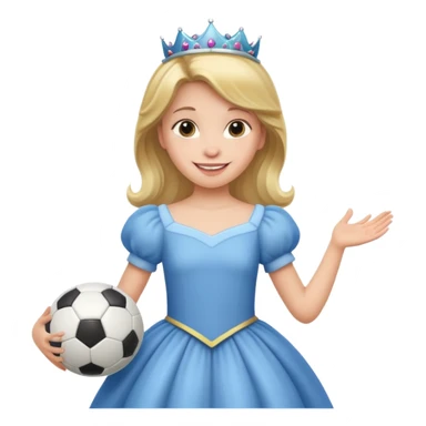 A girl in a princess dress holding a soccer ball sticker
