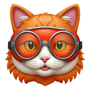 A cat wearing red goggles sticker