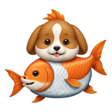 Dog in fish sticker