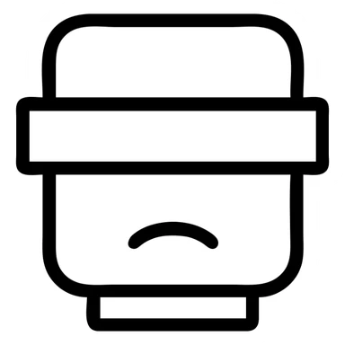 Make the head more blocky, like a Roblox logo, keep the minimal face and black censor bar over the eyes, outline style, with no background. sticker