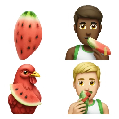 Guy eating watermelon and a chicken leg sticker