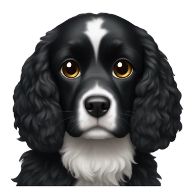 Small completely black spaniel with black fur on his whole face and white fur only on his chest sticker