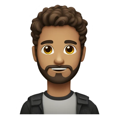 boy with beard and brown hair cruly with black cat sticker