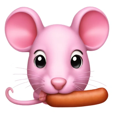 pink rat with sausage sticker