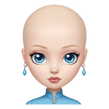 pretty bratz baddie, bald, pale skin, blue eyes sticker
